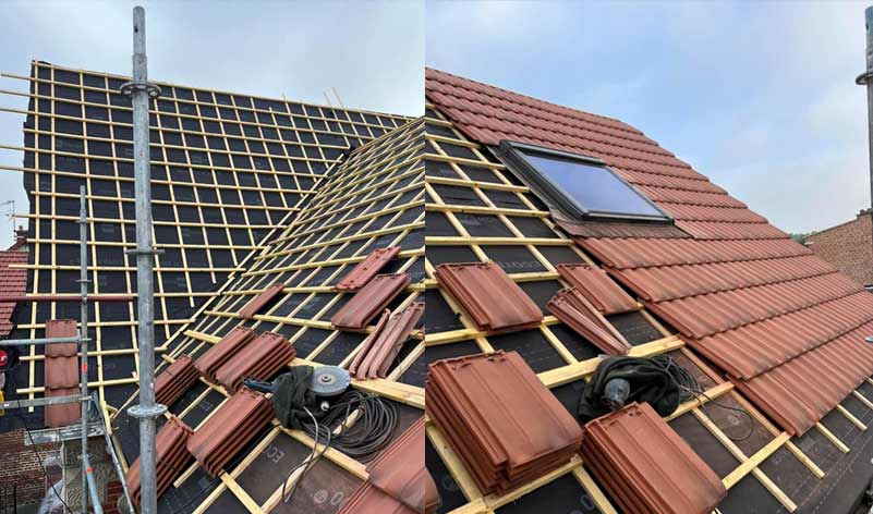 Travaux de couverture -  Roofwall Rhode Sint Genèse : couvreur toiturier, ardoisier en Belgique : construction ou rénovation de votre toiture : ardoises, tuiles… Faitage. Dépannage et intervention en urgence pour votre toit. RHODE SINT GENÈSE - RHODE SAINT GENÈSE : intervention en BELGIQUE: région Flamande, Wallonne et Bruxelles, Liège ….